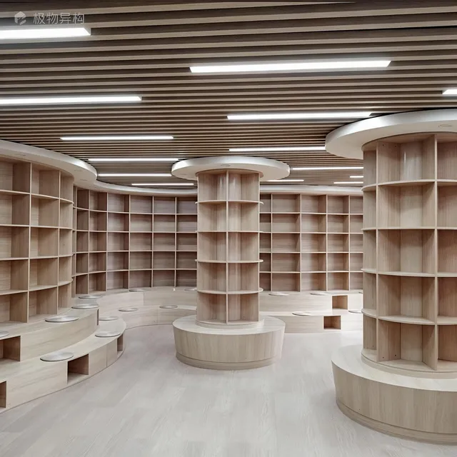 Large Curved Display Bookshelf & Cabinet