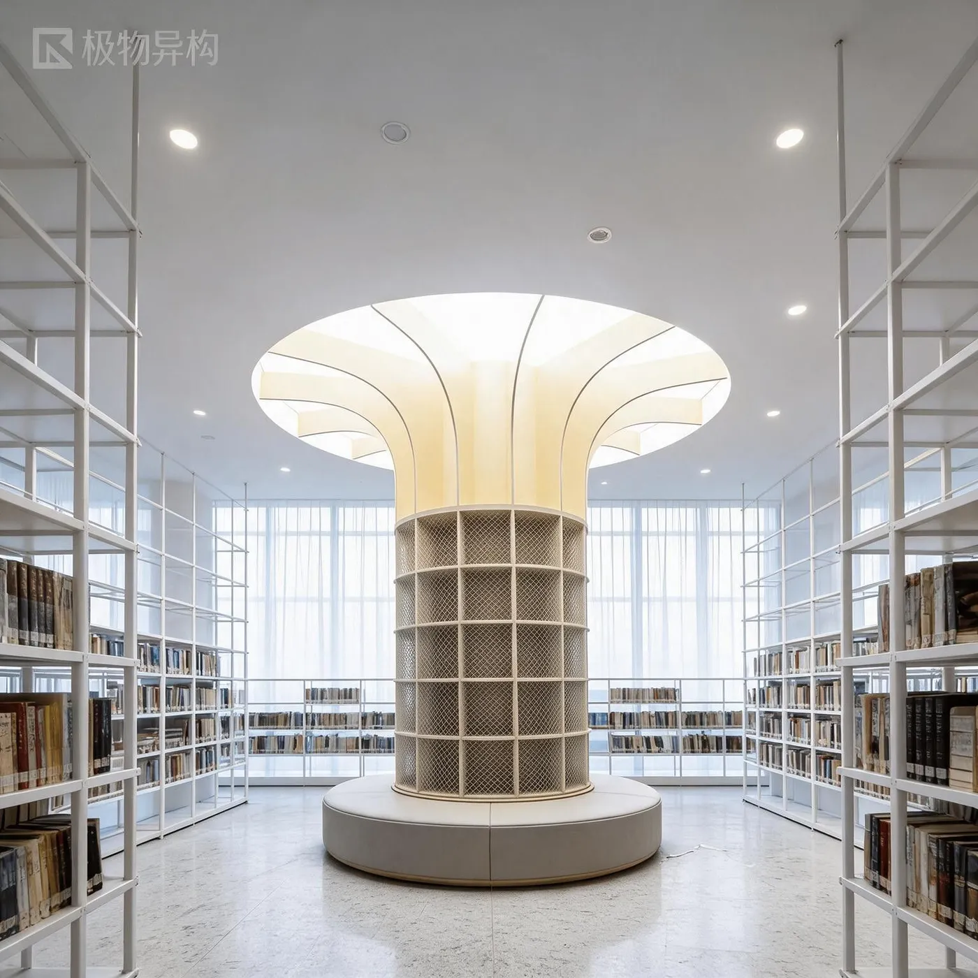 Large Curved Display Bookshelf & Cabinet