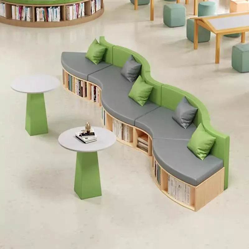 Curved Bookshelf & Bench Reading Zone