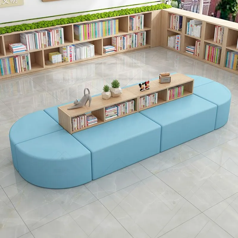 Curved Bookshelf & Bench Reading Zone