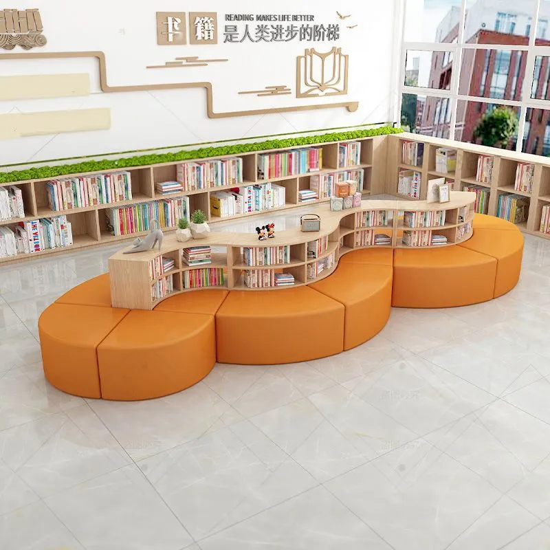 Curved Bookshelf & Bench Reading Zone