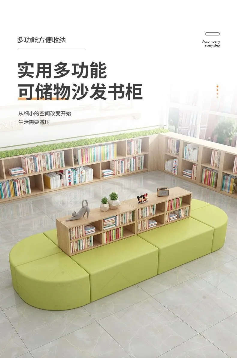 Curved Bookshelf & Bench Reading Zone