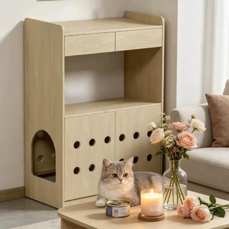 Enclosed Cat Litter Cabinet