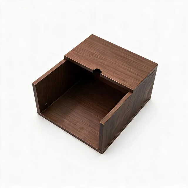 Wooden Head Box with Sliding Lid and Neck Notch