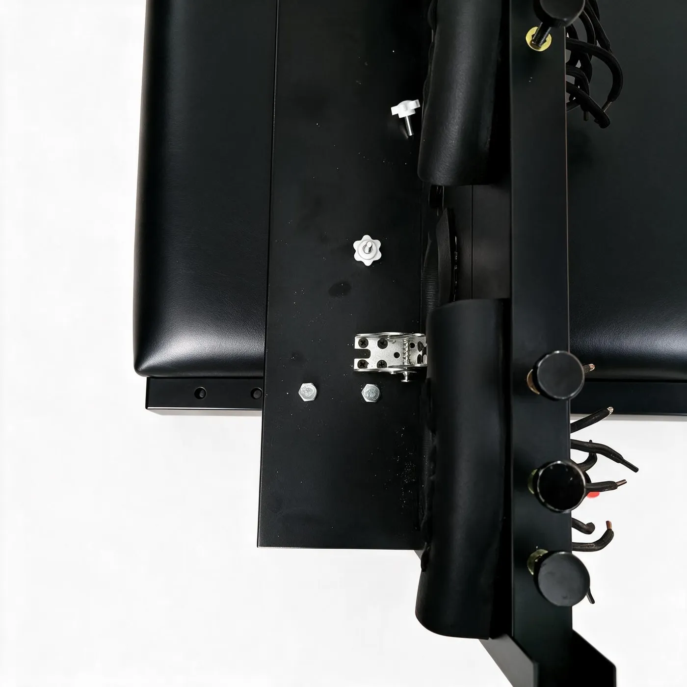 Bondage Bed with Padded Platform and Perforated Stock Panel